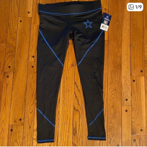 New with tags Dallas Cowboys black and blue 7/8 leggings, women’s size medium - Picture 1 of 6